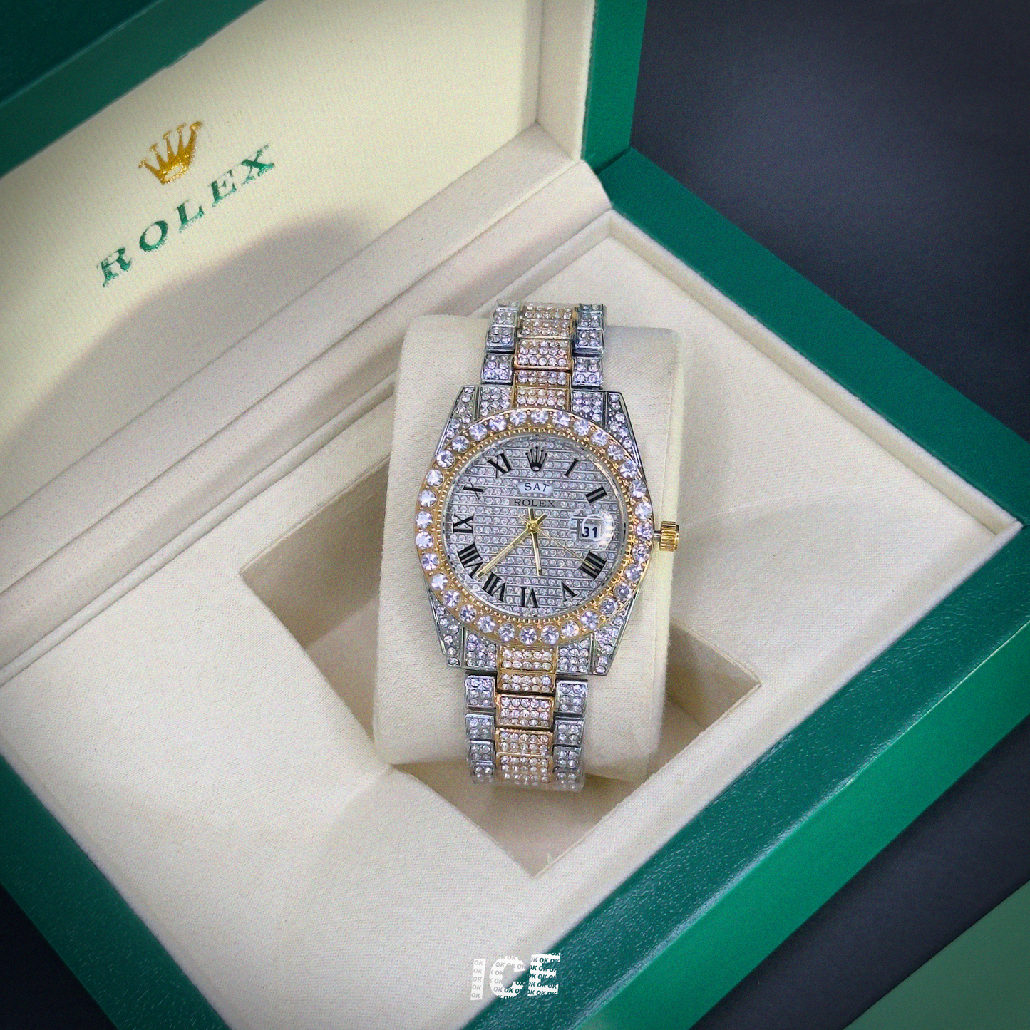 ROLEX PRESIDENT FULL ICE DUAL TONE