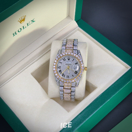 ROLEX PRESIDENT FULL ICE DUAL TONE