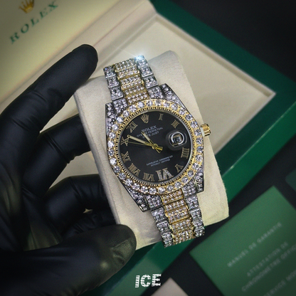 ROLEX PRESIDENT FULL ICE BLACK FACE