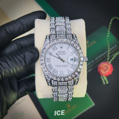 ROLEX PRESIDENT FULL ICE WHITE FACE