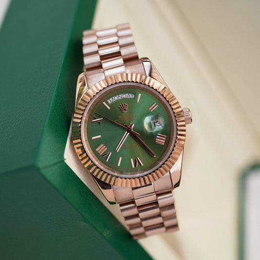 DAY-DATE EVEROSE GREEN ROMAN DIAL